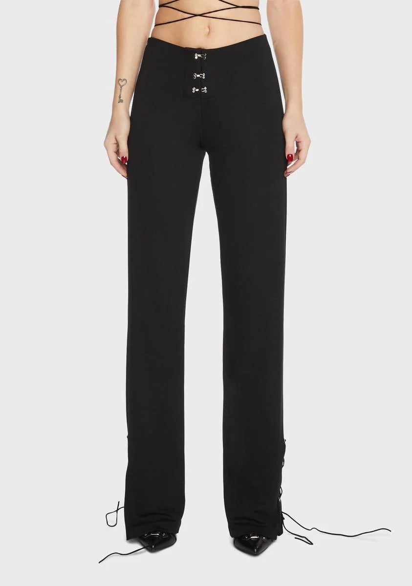 Hook-And-Eye Lace-Up Pants