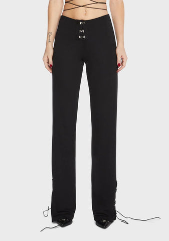 Hook-And-Eye Lace-Up Pants