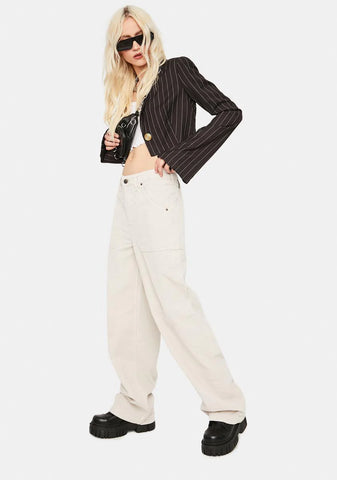 Ivory Corduroy Puddle Trousers