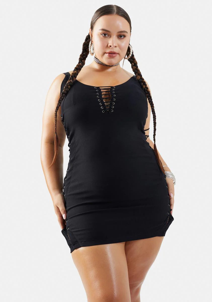 Real Stallion Sass Lace-Up Mini Dress