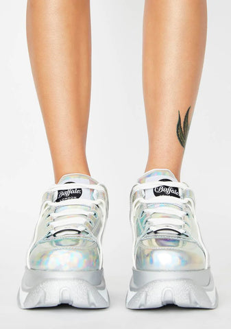 Holographic Silver Classic Low Leather Sneakers