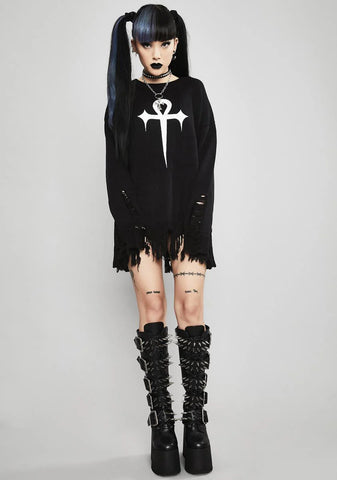 Eternally Lifeless Distressed Sweater