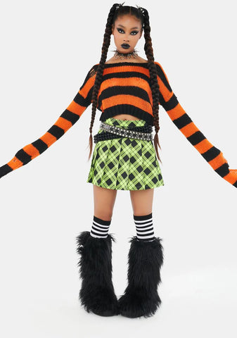 Slime Haunted To Meet U Plaid Mini Skirt