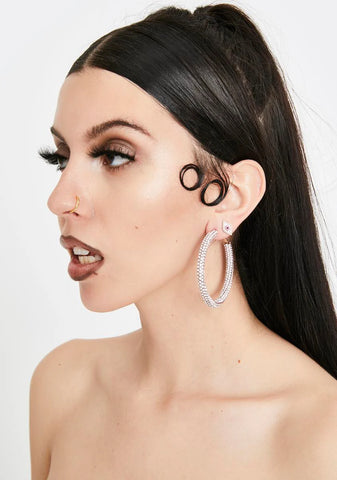Baby Clout Chaser Rhinestone Hoop Earrings