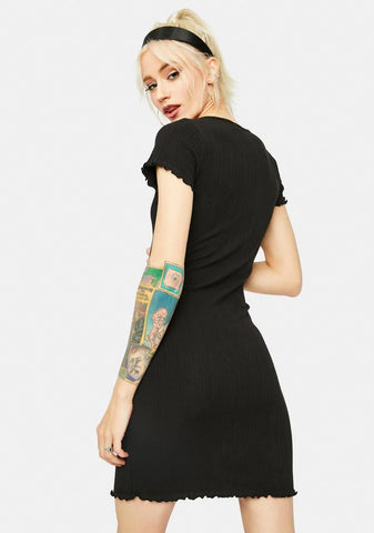 Time Well Spent Lettuce Trim Short Sleeve Mini Dress