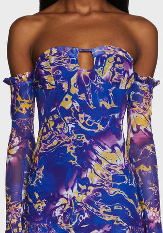 Cobalt Surreal Daze Midi Dress