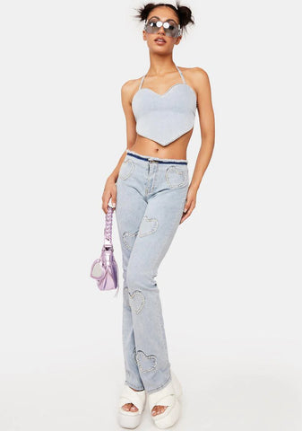Pearly Heart Denim Top