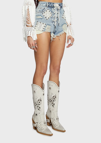 Dayclub Cabana Denim Shorts - Blue