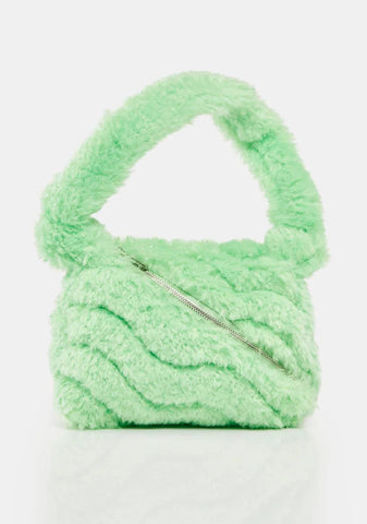 Green Isabel Fluffy Zipped Shoulder Bag