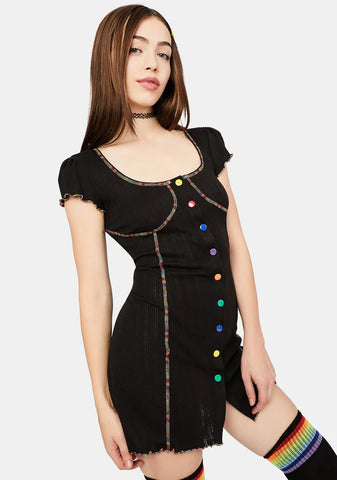 Cup Of Cheer Rainbow Stitch Mini Dress