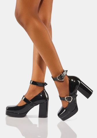 Black Chrome Heart Heels