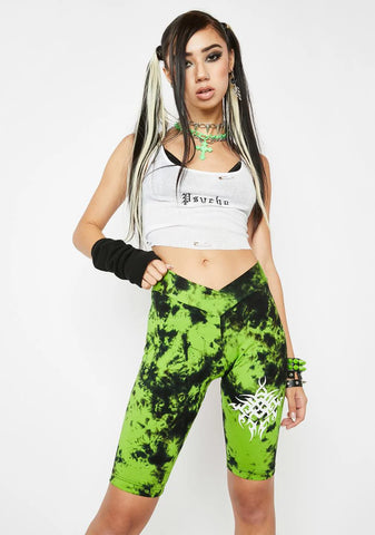 Green Tie Dye Tattoo Biker Shorts