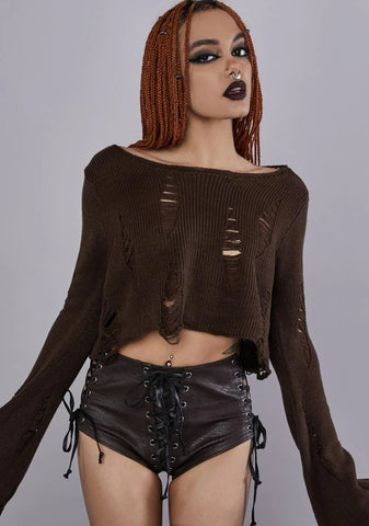 You Must Believe Lace Up Shorts