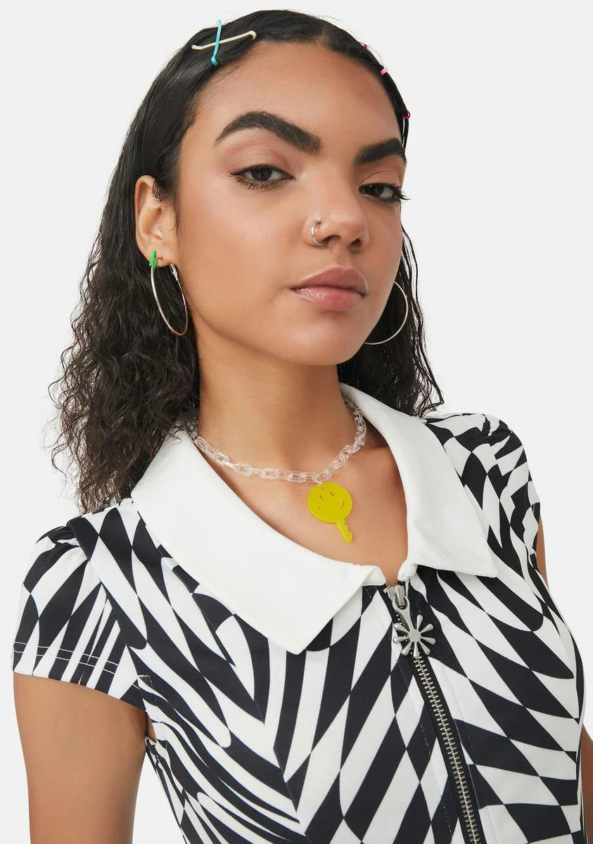 High Key Happy Clear Chain Necklace