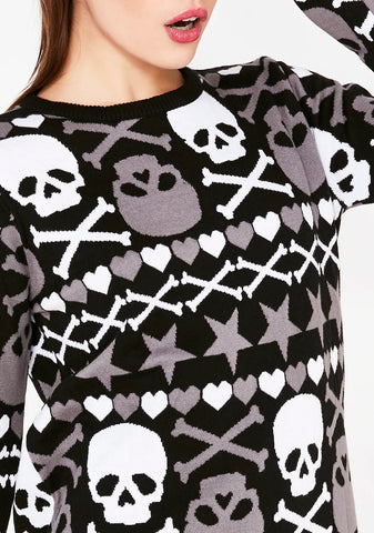 Stars & Skulls Ugly Christmas Halloween Sweater