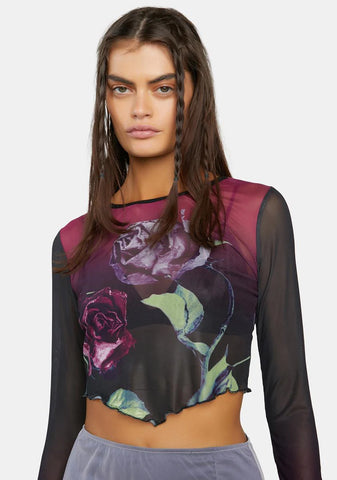 Kiss My Rose Mesh Top
