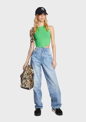 Curved Hem Tank Top - Green