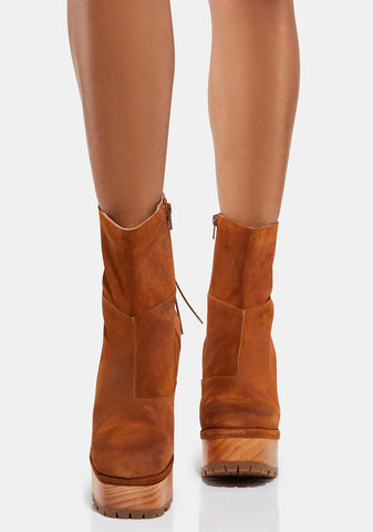 Warm Cognac Kenna Platform Clogs