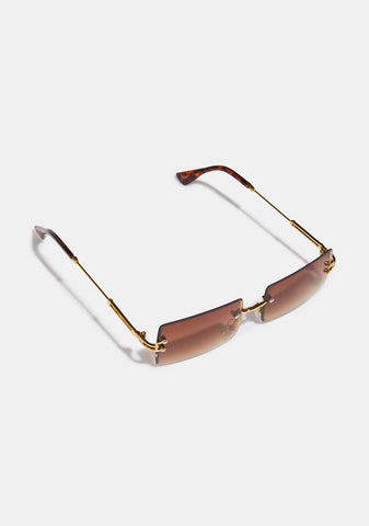 Mocha Model Behavior Rectangle Sunglasses