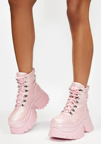 Pink Gooey Platform Boots