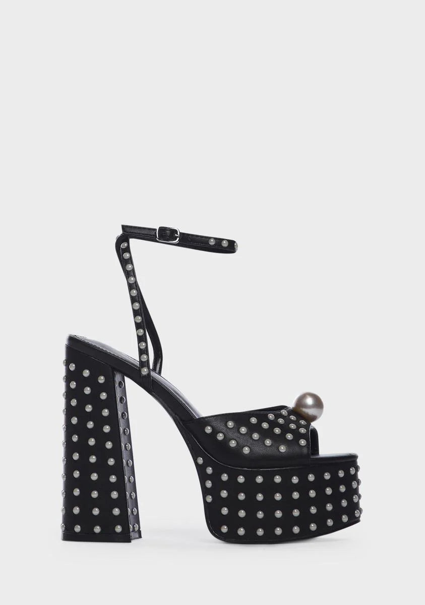 Mia Satin Pearl Platform Heels