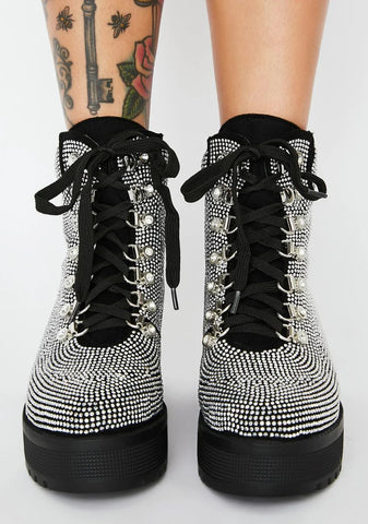 Scorpion Rhinestone Combat Boots