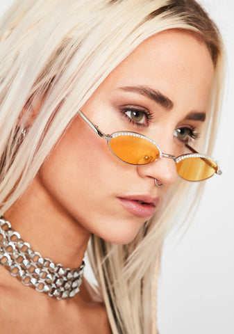 Caution Crushin It Rhinestone Sunglasses