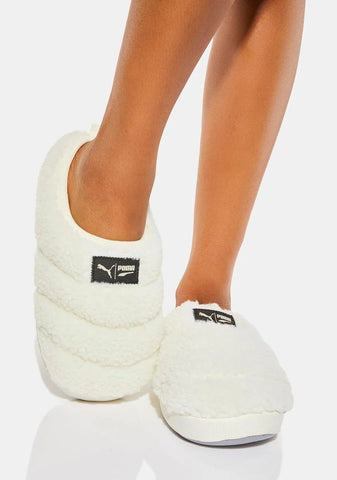 White Scuff Sherpa Slippers