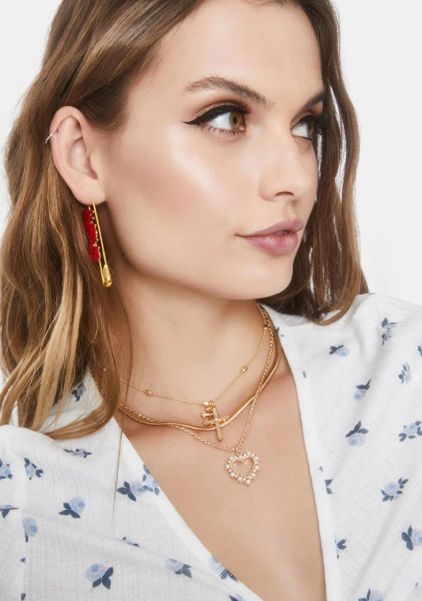 Cross My Heart Layered Pendant Necklace
