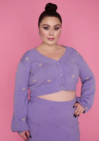 Plus After The Show Rosette Crop Cardigan