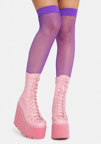 Violet Everyday Slay Fishnet Thigh Highs