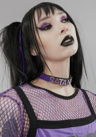 Purple Satanist Vegan Leather Choker