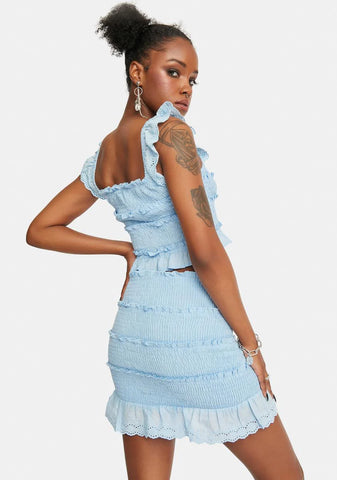 Aqua Personal Angel Eyelet Mini Skirt