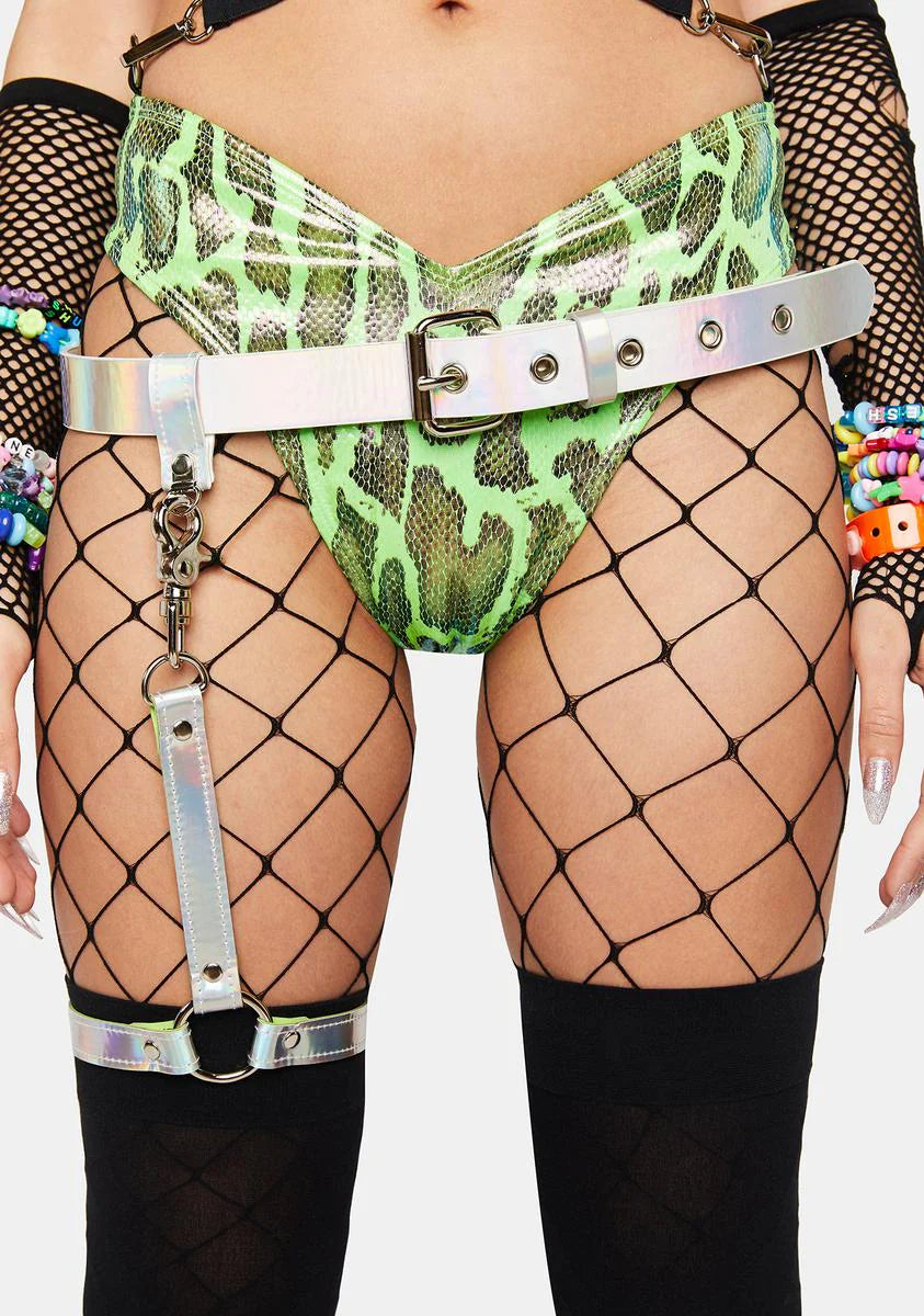 Holographic 1-Leg Garter Harness