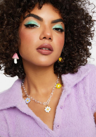 Let's Get Groovy Clear Floral Chain Necklace