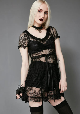 Shadow Kiss Lace Babydoll Dress