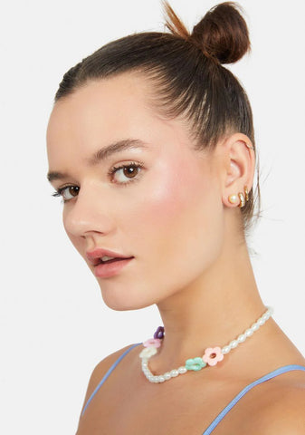 Picking Flowers Pearl Charm Necklace