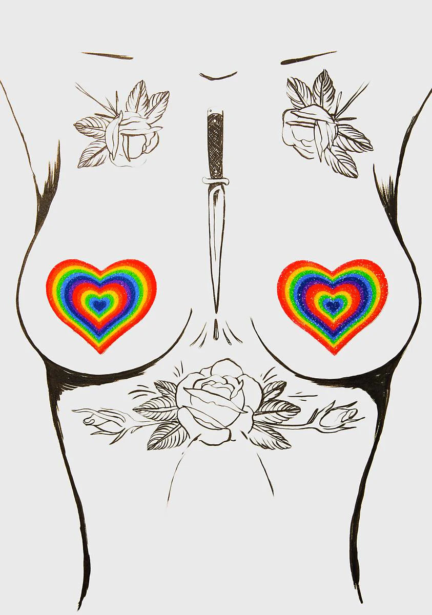 Velvet Rainbow Pumping Heart Pasties
