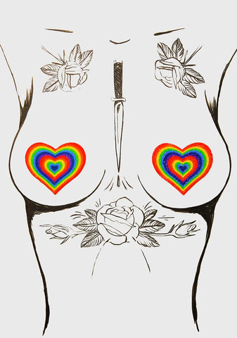 Velvet Rainbow Pumping Heart Pasties