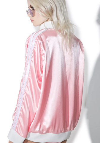 Pynk Silk Kitten Bomber Jacket
