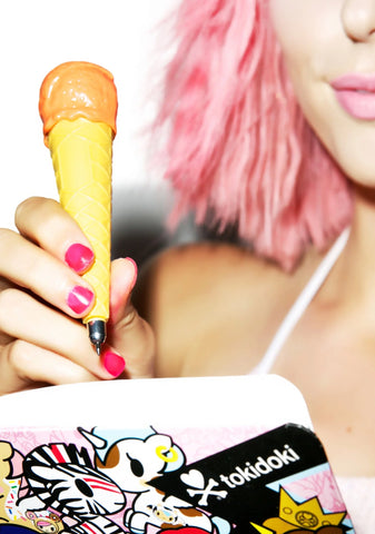 Single Scoop Ice Cream Pen - Yellow