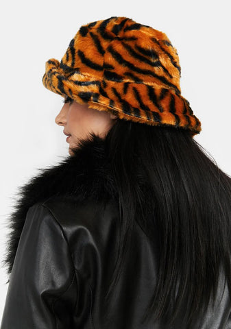 Fierce Tiger Faux Fur Bucket Hat