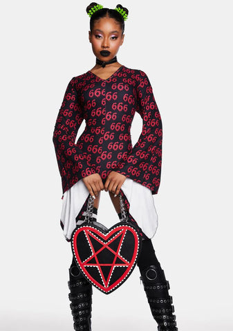 Red Pentagram Heart Bag