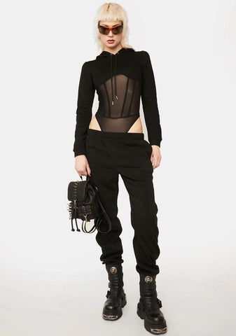 Noir Fashion Fearless Hoodie Bodysuit