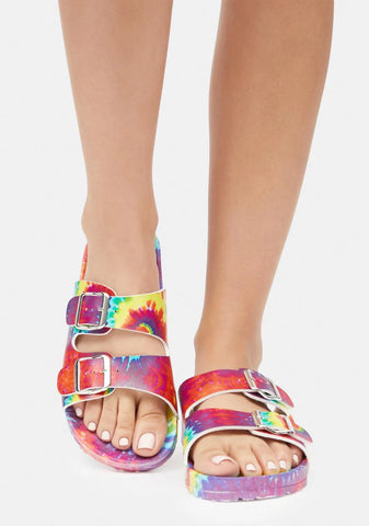 Hot Pleasure's All Mine Tie Dye Slides