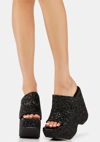 Black Rezza Wedge Heels