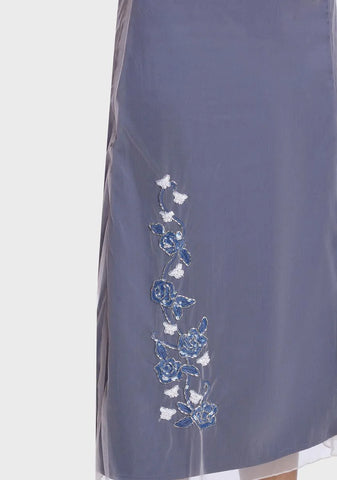 Plum Staring Problem Layered Midi Skirt