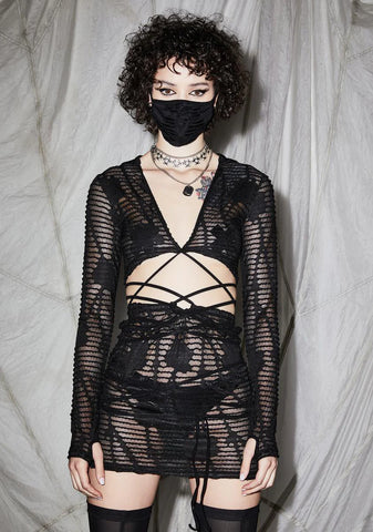 Reverb Hooded Sheer Matelasse Wrap Top