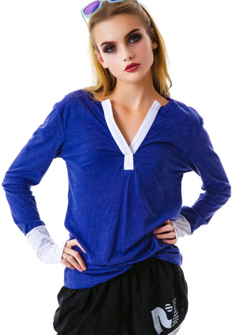 Nice To Meet You Henley Shirt - Light Blue