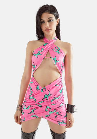 Call The Shots Wrap Halter Dress